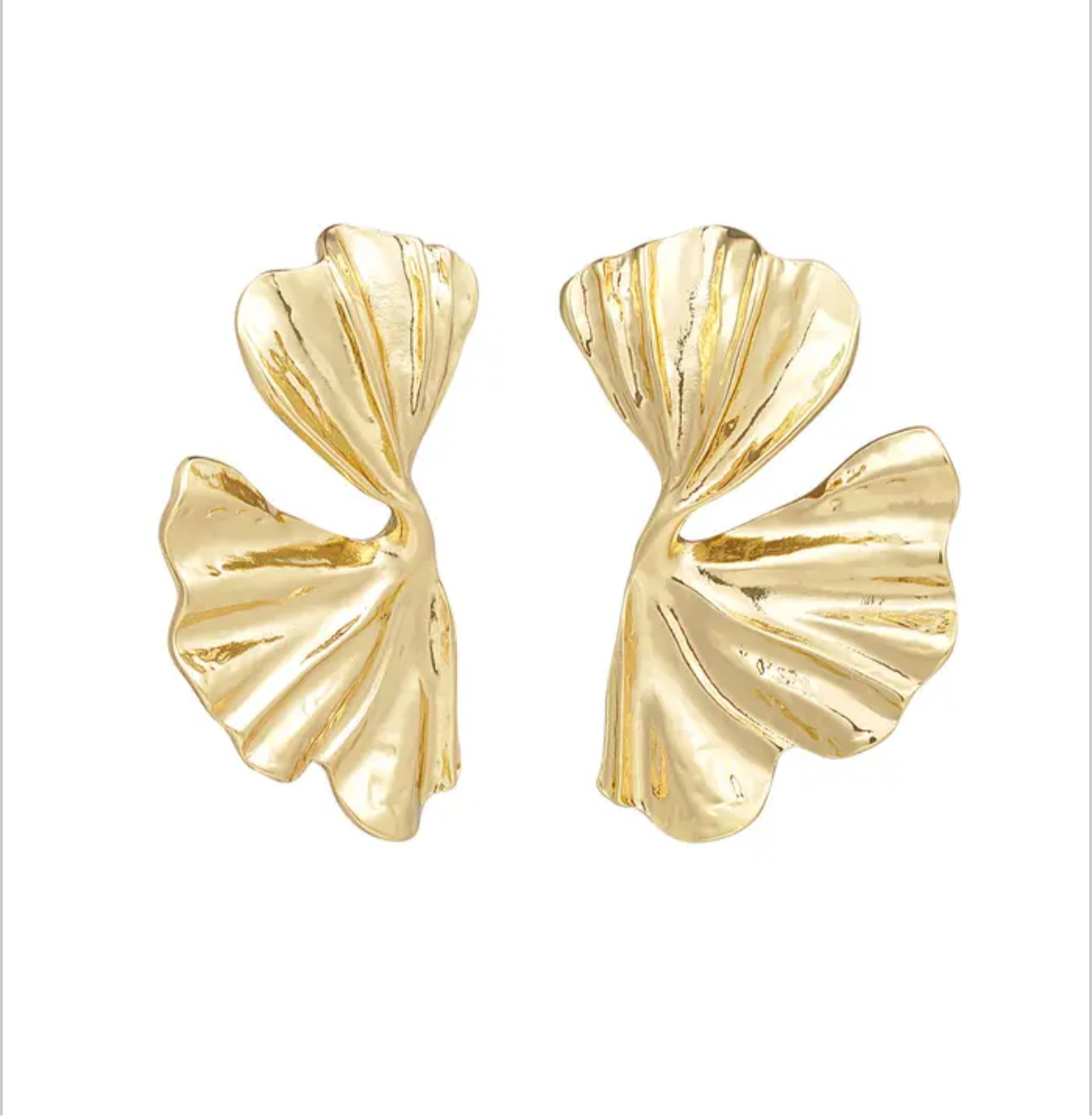 E V A Gold Statement Twist Earrings