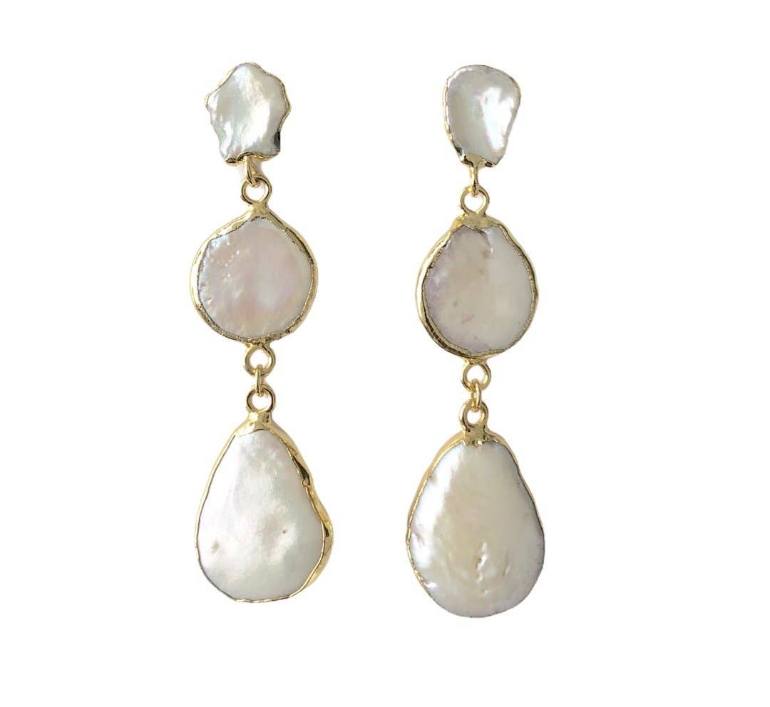 E V A | Freshwater Pearl Layered Earrings
