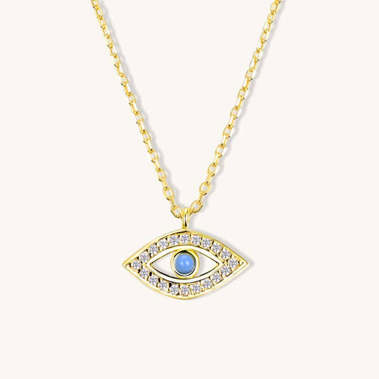 Gold Turquoise Evil Eye Necklace