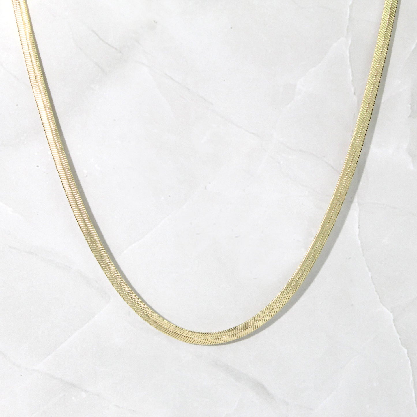E V A Gold Herringbone Necklace Large