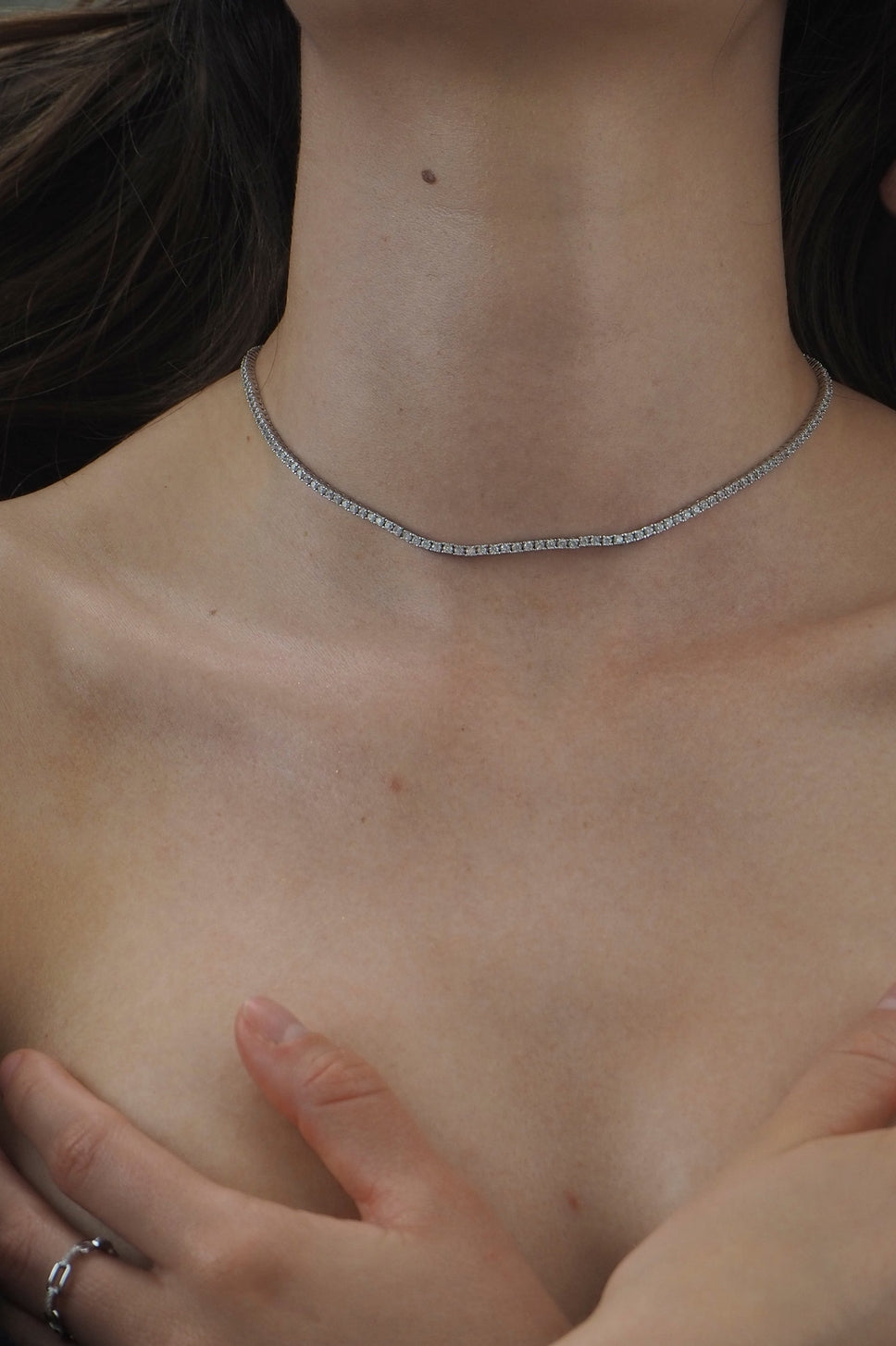 Amina Tennis Necklace Silver