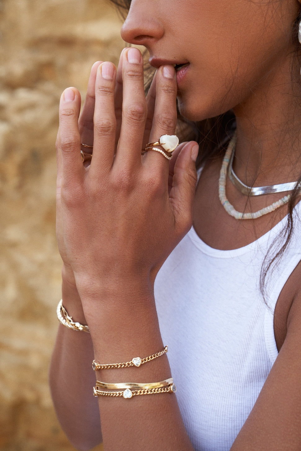 Pave Curve Ring Gold