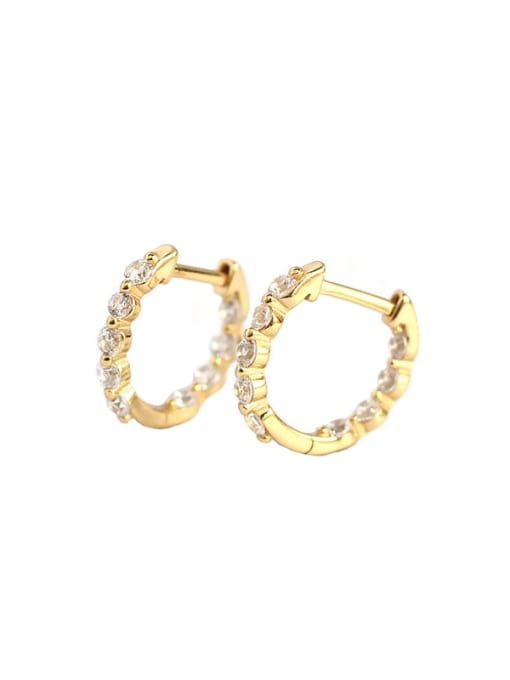 E V A Classic Pavé Claw-Set Gold Plated Sterling Silver Hinged Hoop Earrings