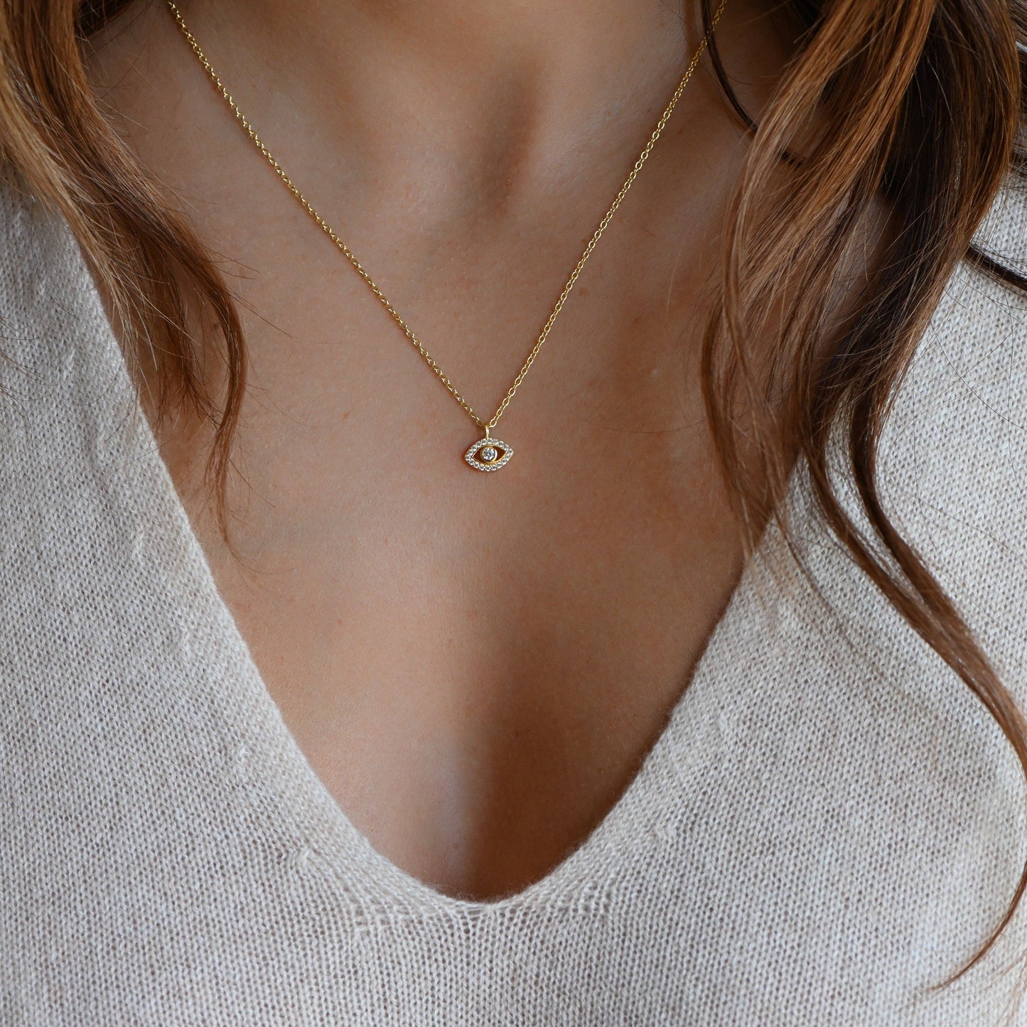Gold Petite Evil Eye Necklace