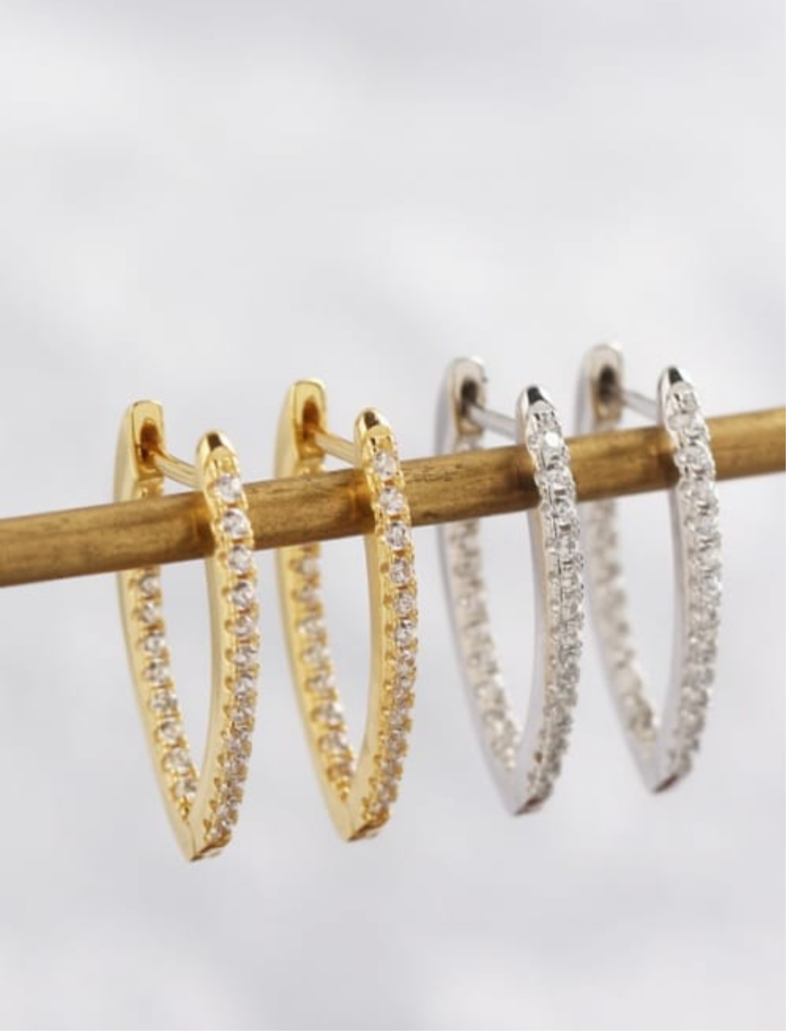 E V A Stone Set Triangle Delicate Hoops