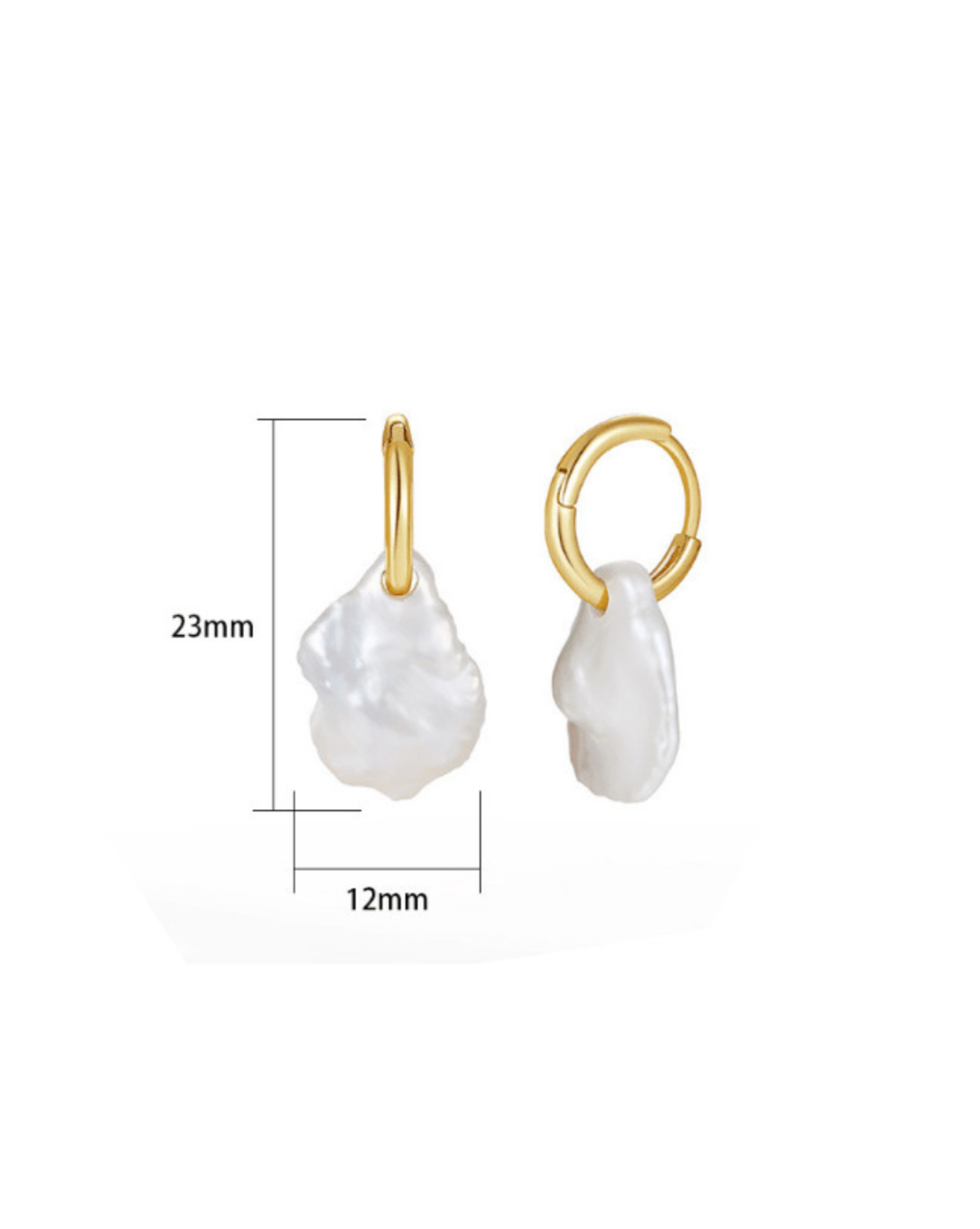 Gold Pearl Charm Hoops