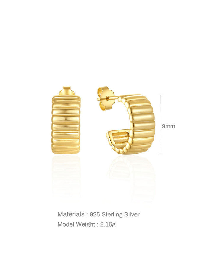 Ribbed Huggie Hoop Earrings