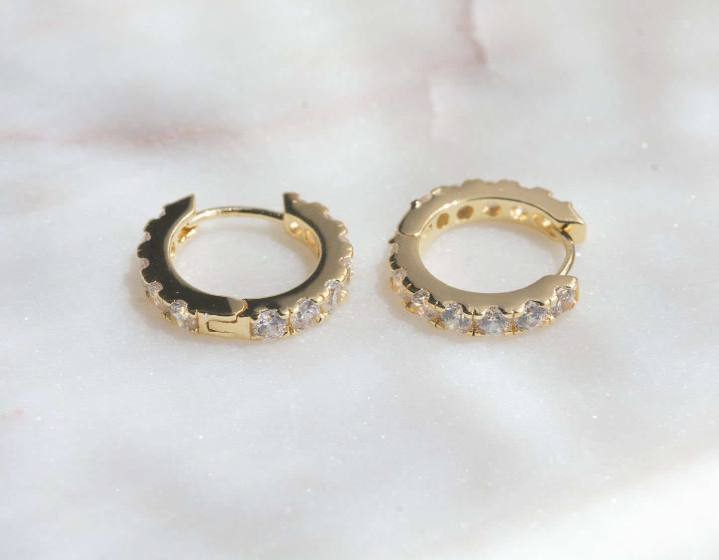 Classic Gold Claw Set Hoop Earrings