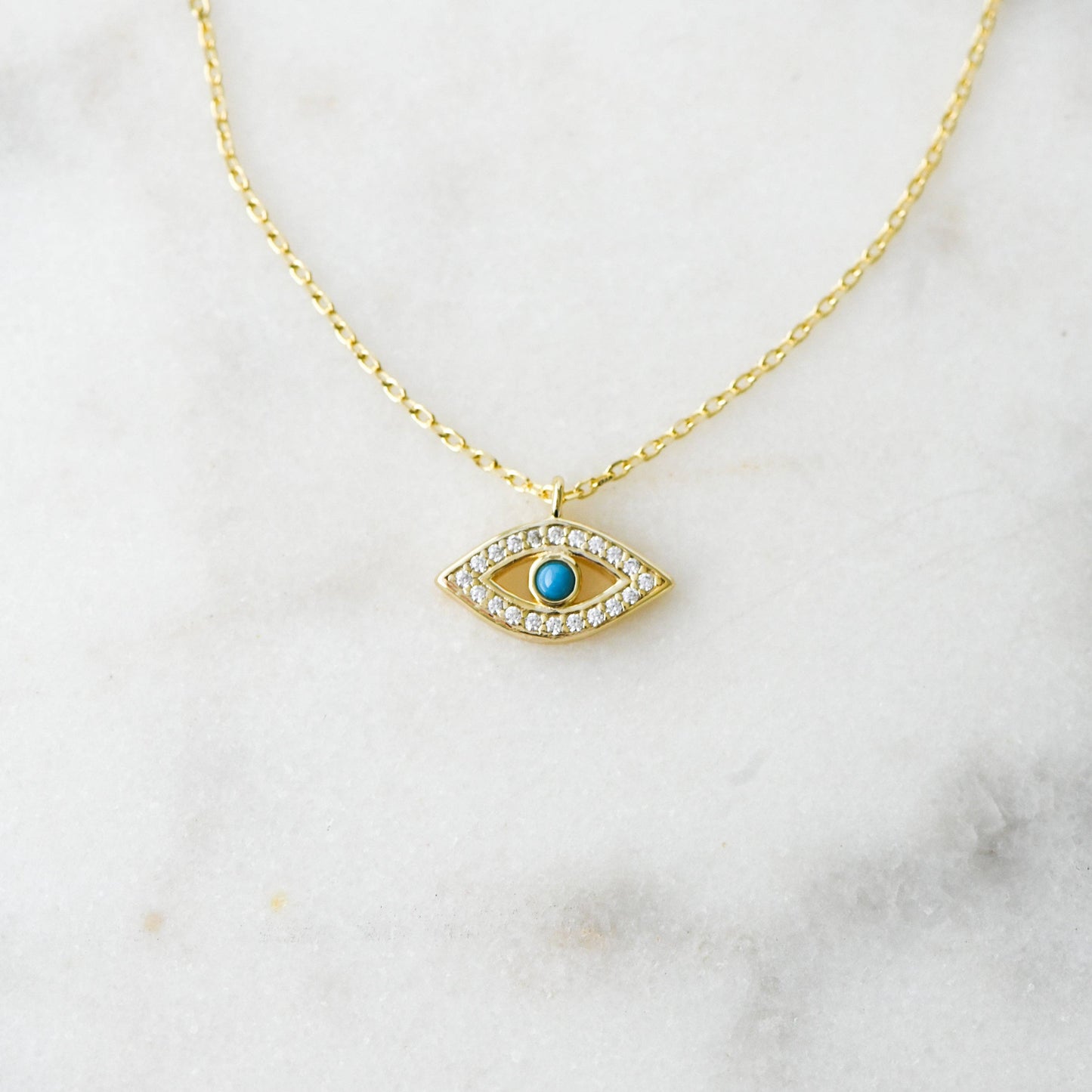 Gold Turquoise Evil Eye Necklace