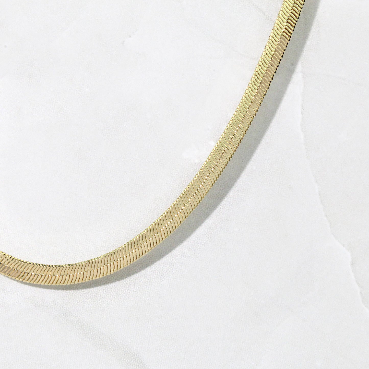 E V A Gold Herringbone Necklace Large
