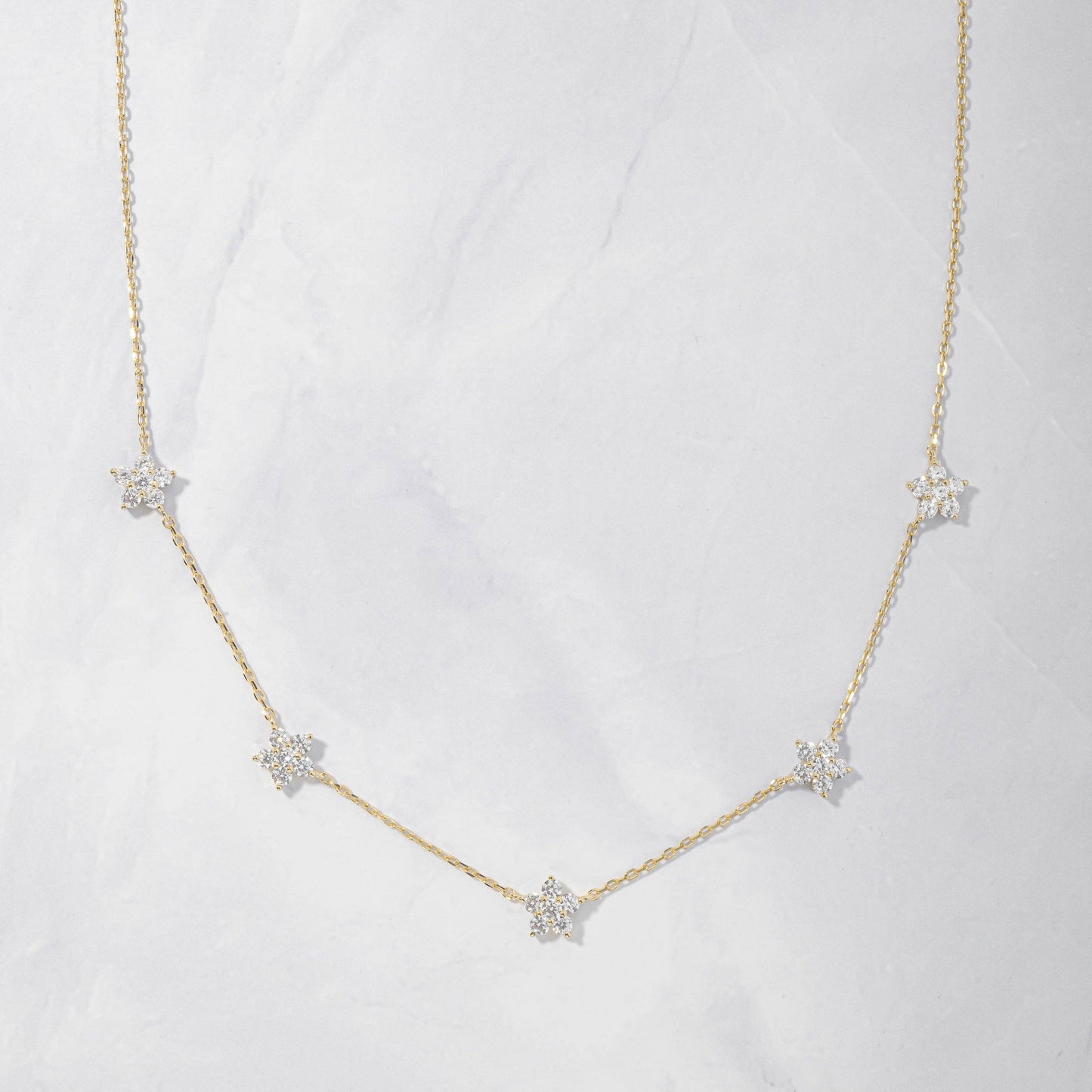 Gold Diamond Flower Necklace