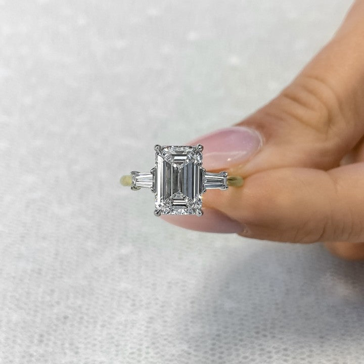 2.72ct Emerald-Cut Diamond Three-Stone Ring