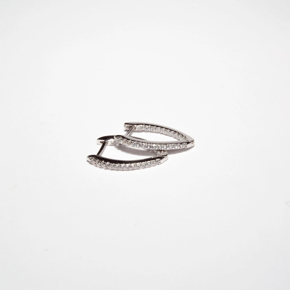 E V A Stone Set Triangle Hoops