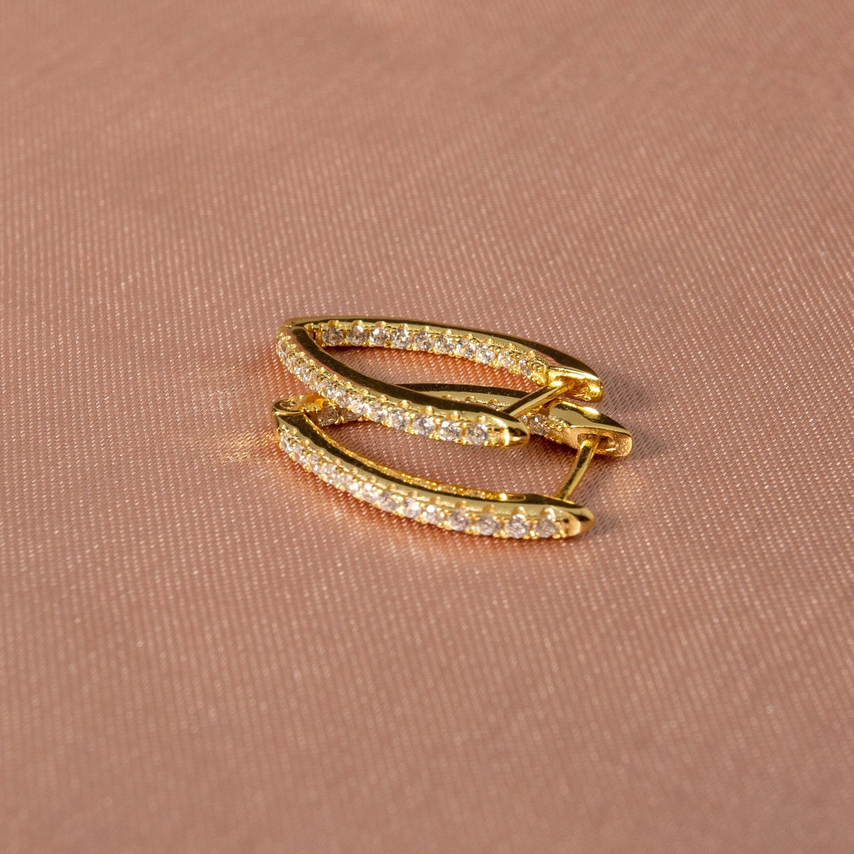 E V A Stone Set Triangle Hoops