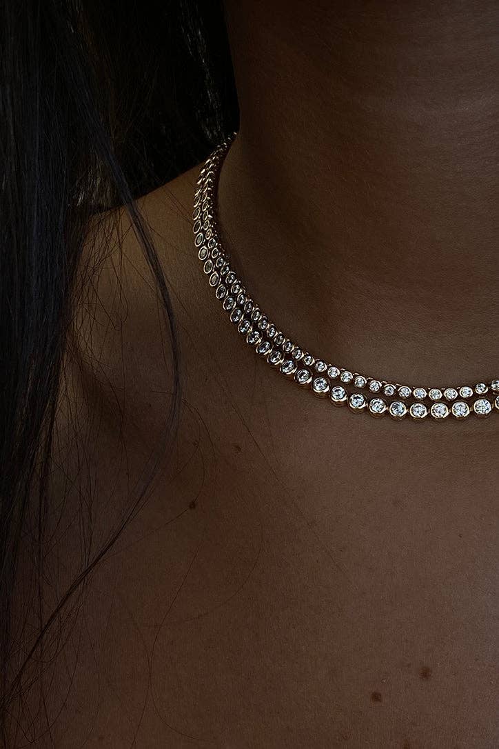 Mini Reese Tennis Necklace: GOLD / 15.5"