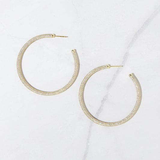 Pavé Hoop Earrings: Gold