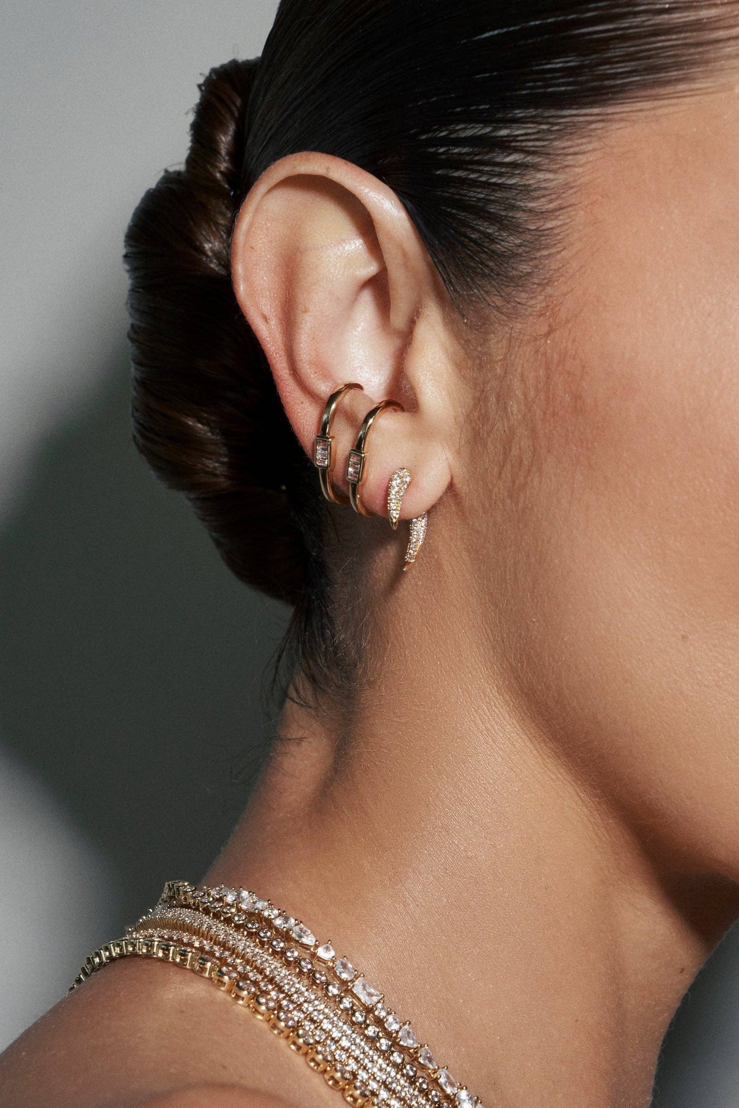 Pave Tusk Ear Jacket Silver