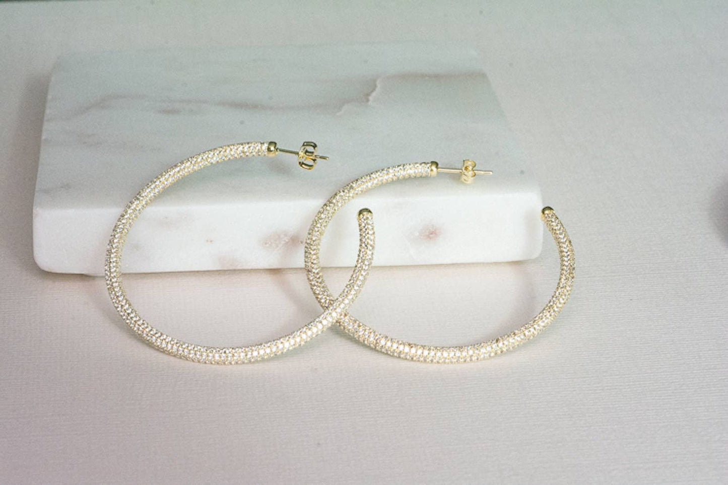 Pavé Hoop Earrings: Gold