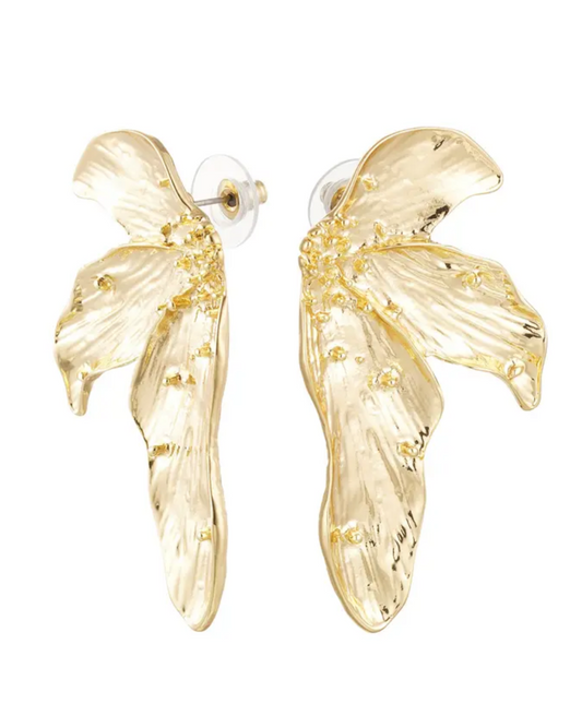 E V A Gold Statement Flower Earrings