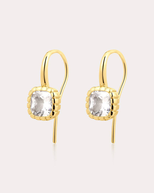 Classique Cushion Hook Earrings: Gold