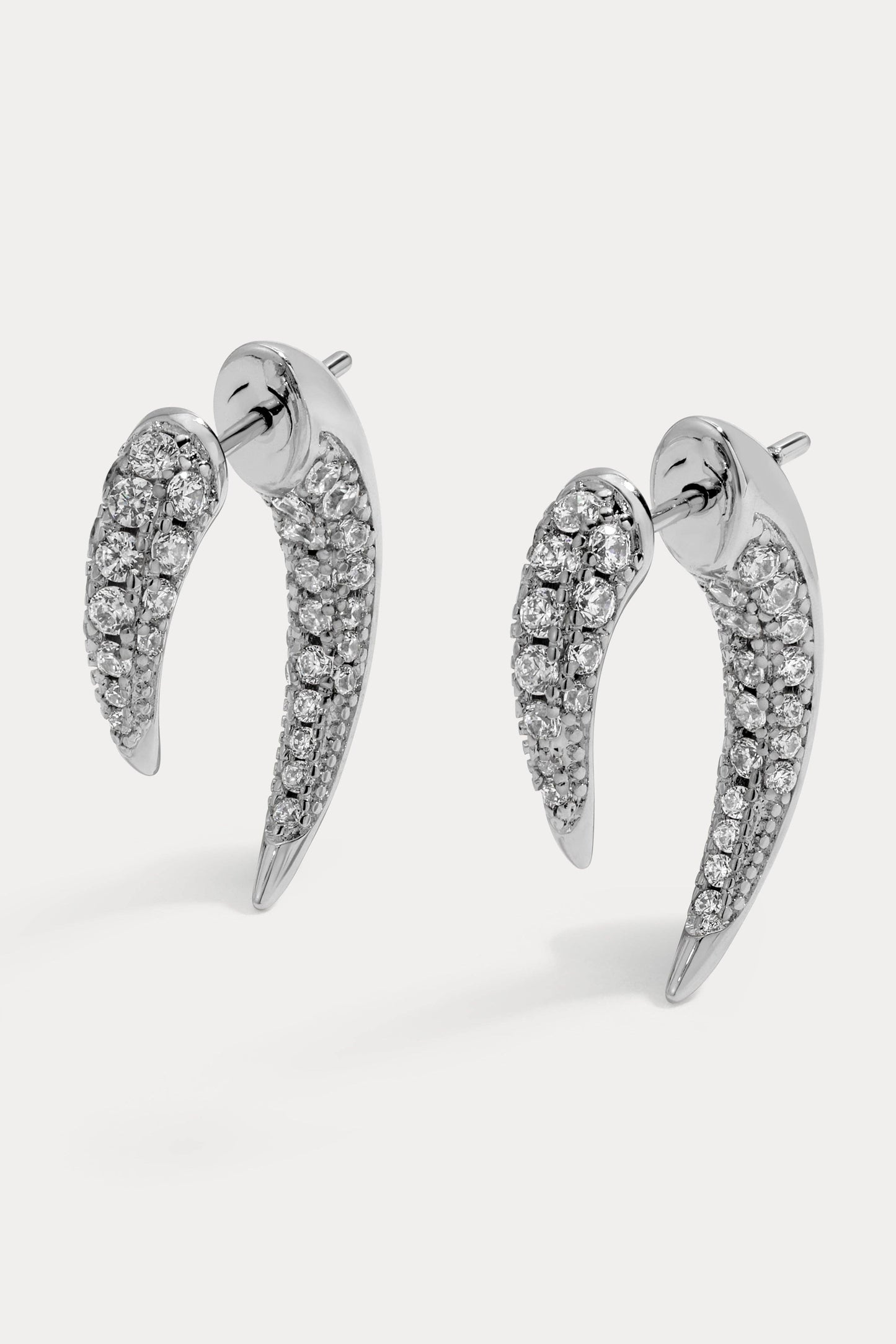 Pave Tusk Ear Jacket Silver