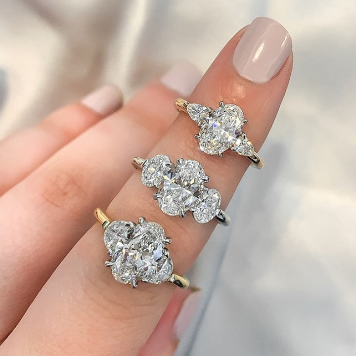 1.70 ct Oval-Cut Diamond Three-Stone Engagement Ring