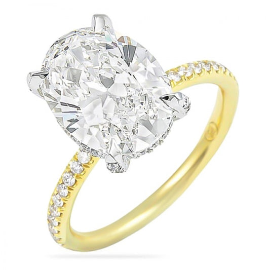 2.75 ct Oval-Cut Diamond Pavé Basket Engagement Ring